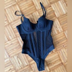 Dion Lee Black Mesh Corset Bodysuit
